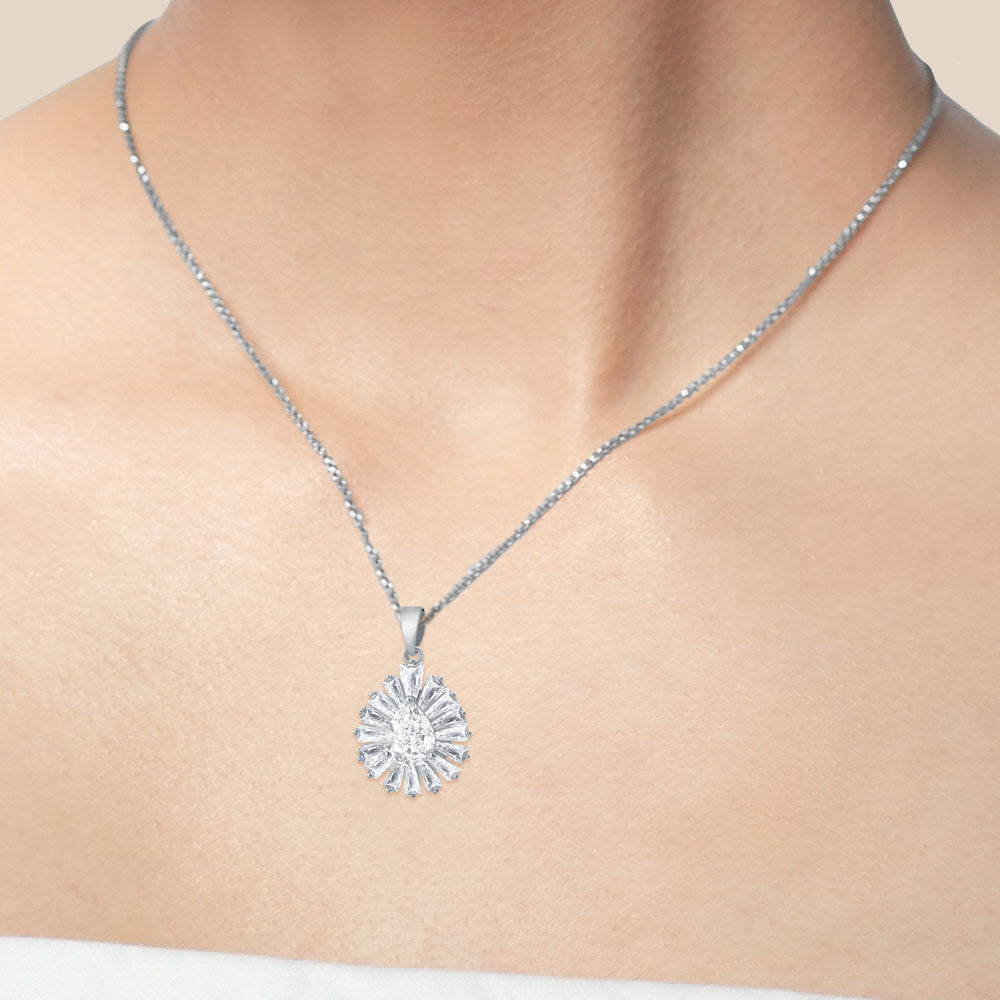 "Radiant Elegance" 4.0CTW Baguette Cluster Pendant Necklace