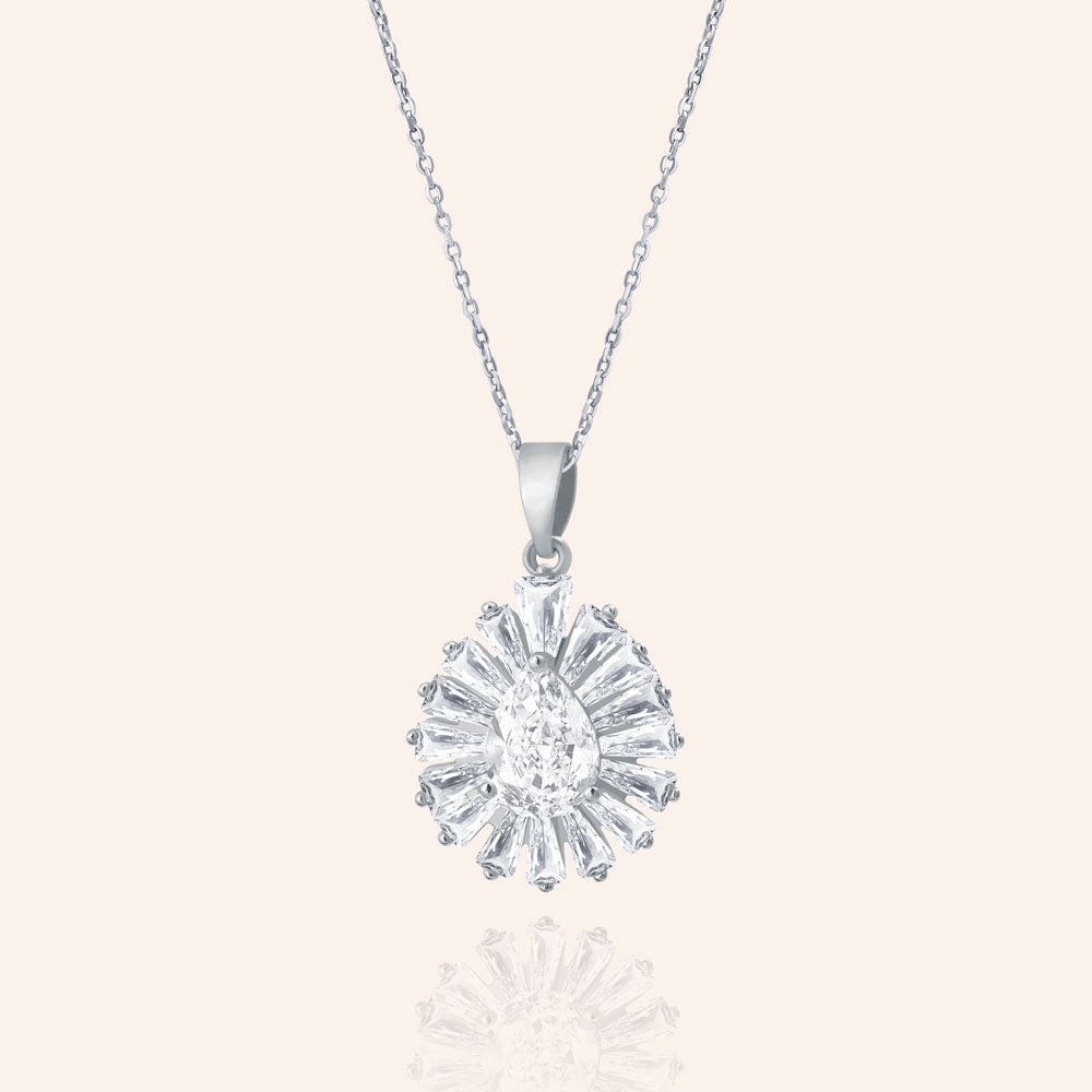 "Radiant Elegance" 4.0CTW Baguette Cluster Pendant Necklace