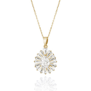 "Radiant Elegance" 4.0CTW Baguette Cluster Pendant Necklace