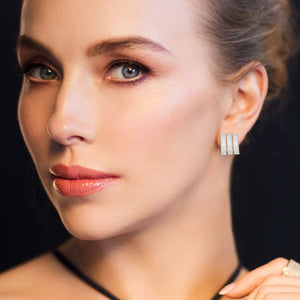 "Baguette Illusions" 5.1CTW Baguette Three Row Earrings