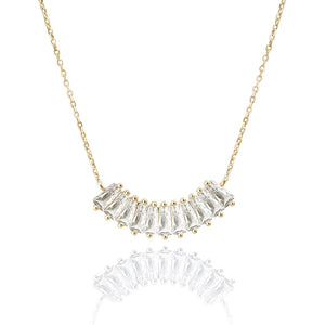 "Baguette Illusions" 1.7CTW Baguette Curved Bar Necklace