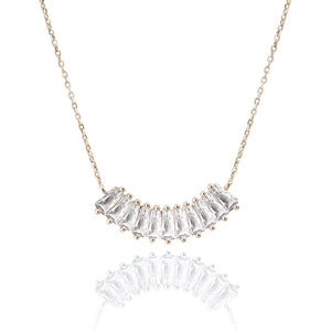 "Baguette Illusions" 1.7CTW Baguette Curved Bar Necklace