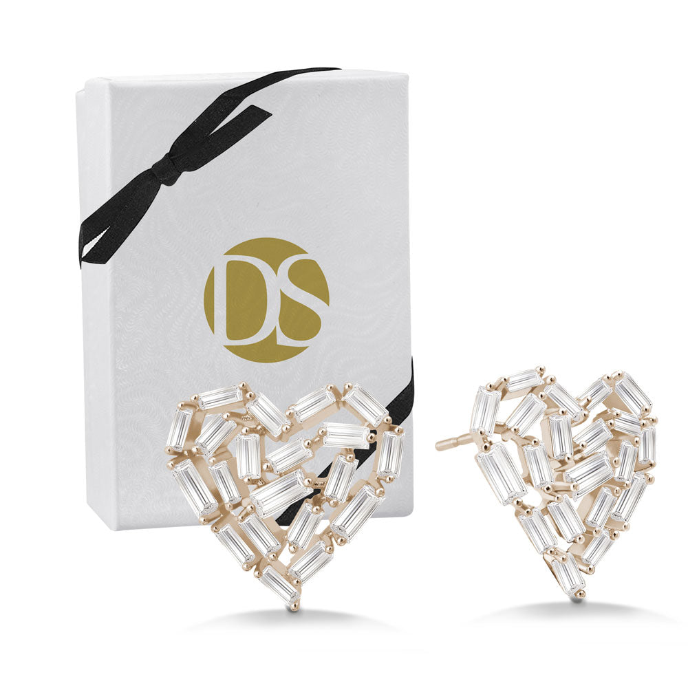 Deco Delight 4.9ctw Baguette Hexagonal Cluster Stud Earrings - DSF Jewels