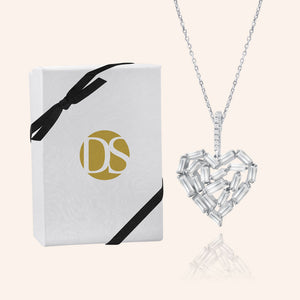 "Take my Heart Away" 2.5CTW Baguette Cluster Pendant Necklace