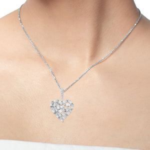 "Take my Heart Away" 2.5CTW Baguette Cluster Pendant Necklace