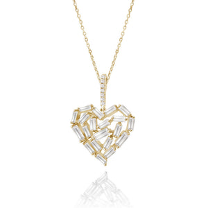 "Take my Heart Away" 2.5CTW Baguette Cluster Pendant Necklace