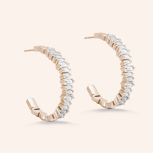 "Endless Beauty" 4.1CTW Baguette Hoop Earrings