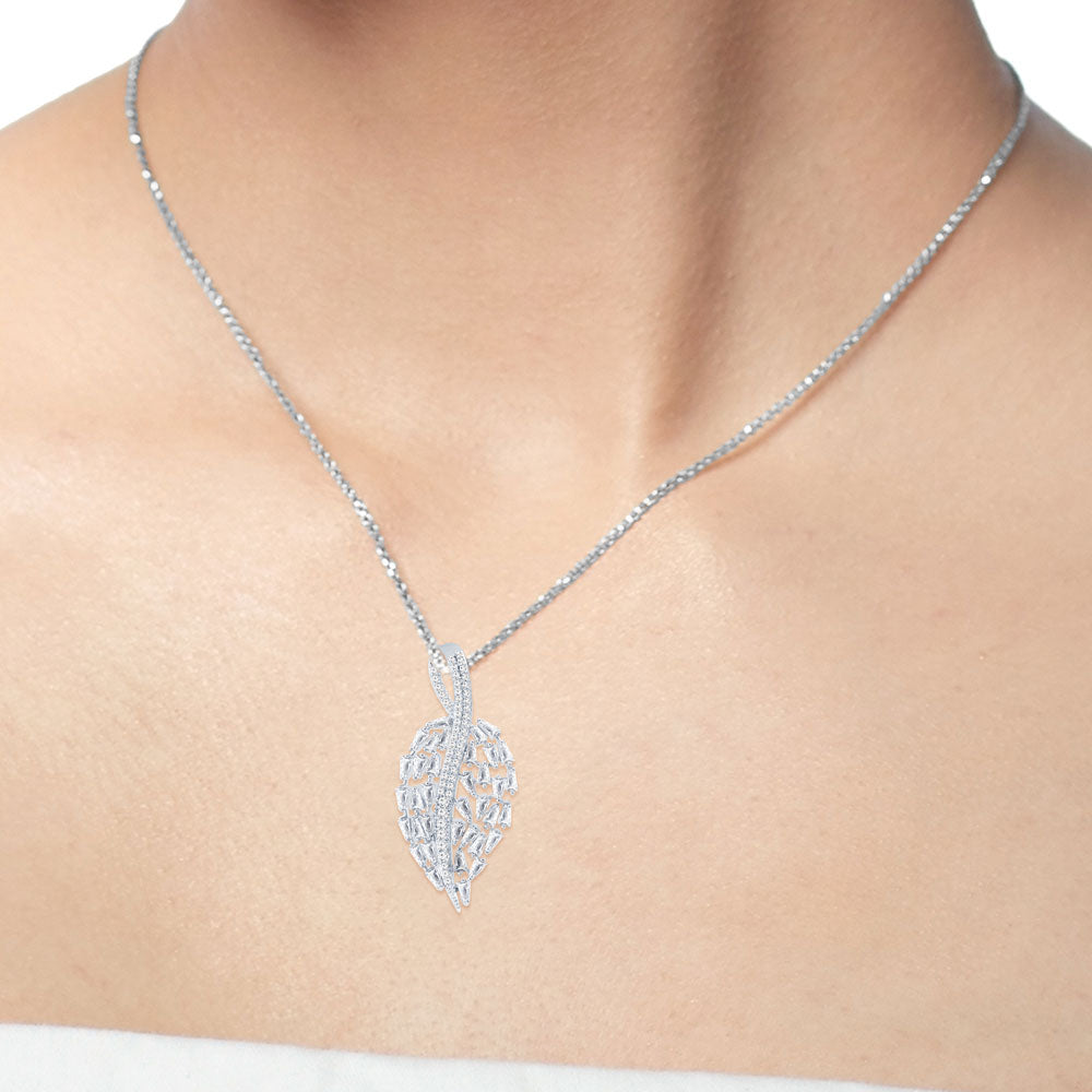 "Enchanted Garden" 4.9CTW Baguette Leaf Pendant Necklace