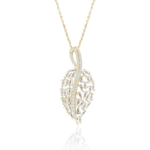 "Enchanted Garden" 4.9CTW Baguette Leaf Pendant Necklace