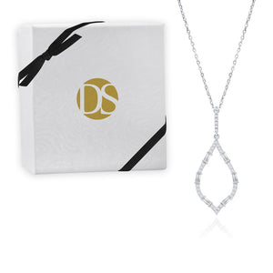 "Moonlight Sparkle" 1.4CTW Baguette Open Marquise Pendant Necklace