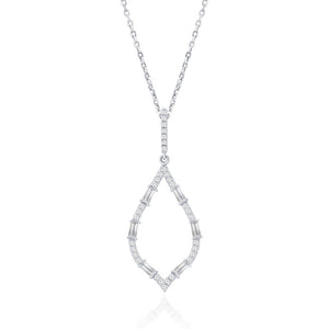 "Moonlight Sparkle" 1.4CTW Baguette Open Marquise Pendant Necklace