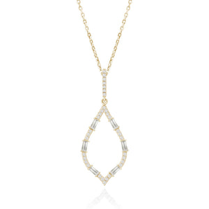 "Moonlight Sparkle" 1.4CTW Baguette Open Marquise Pendant Necklace