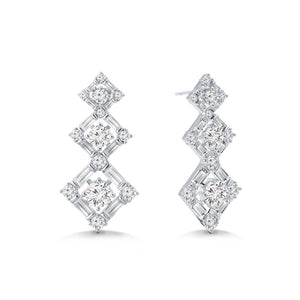 "Hierarchy Delight" 5.1CTW Baguette Graduated Diamond Shape Dangling Earrings