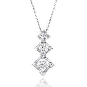 "Hierarchy Delight" 2.6CTW Baguette Graduated Diamond Shape Pendant Necklace