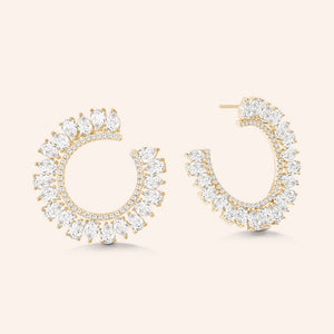 "Open-Hearted" 6.3CTW Pear Cut Circle Shape Statement Earrings