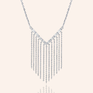 "Stream of Gleam" 2.0CTW Baguette Dangling Necklace