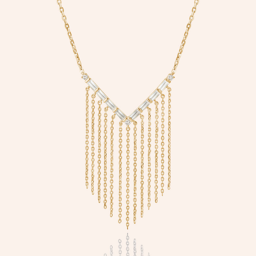 "Stream of Gleam" 2.0CTW Baguette Dangling Necklace