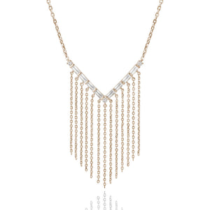 "Stream of Gleam" 2.0CTW Baguette Dangling Necklace