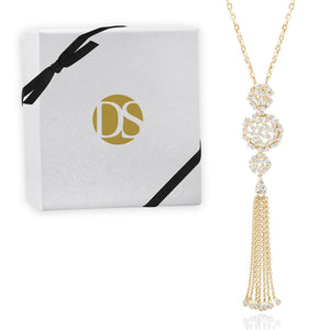 "Tassel Glamour" 6.2CTW Baguette Statement Pendant Necklace