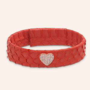 "Love Wins" Genuine Leather Magnetic Closure Charm Bracelet - Rose Gold / Peach