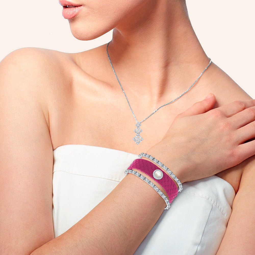 "Radiate Love" Genuine Leather Magnetic Closure Charm Bracelet