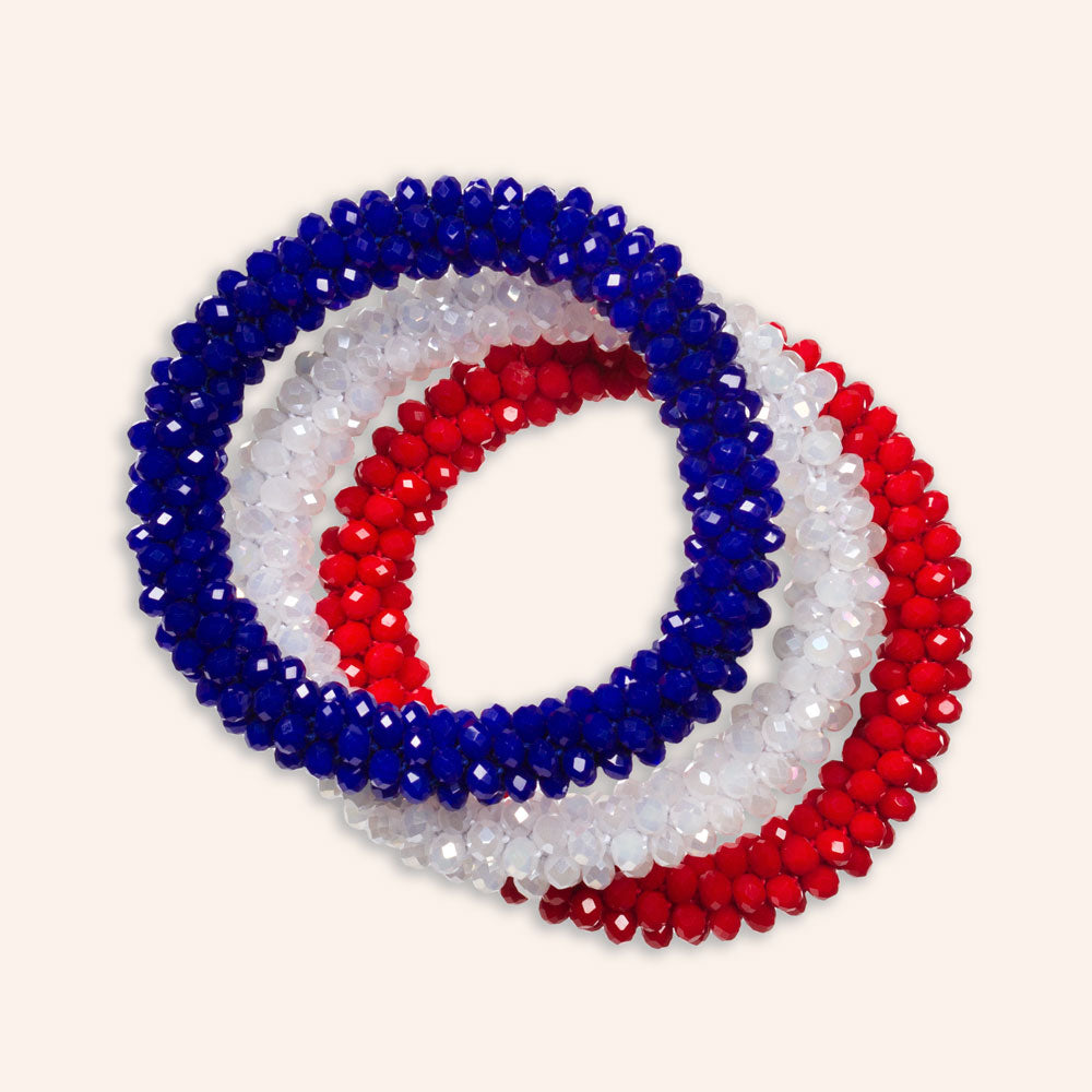 "Sets of Bloom" 3 Handcrafted Faceted Crystal Beaded Stretch Bracelets - Spirit