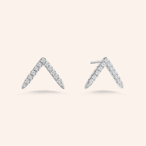 "My Vision" 0.9CTW Pave V-Shape Stud Earrings - Gold Vermeil over Sterling Silver