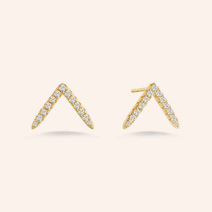 "My Vision" 0.9CTW Pave V-Shape Stud Earrings - Gold Vermeil over Sterling Silver
