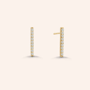 "My Daily" 0.9CTW Pave Linear Bar Stud Earrings - Sterling Silver / Gold Vermeil