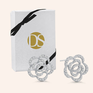 "Palace Garden" Cut-Out Rose Post Earrings - Sterling Silver / Gold Vermeil