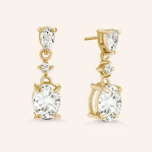 "It's Princess Day" 3.5CTW Pear Round & Oval Trio Drop Earrings