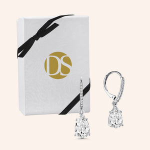 "Meet my Love" 3.0CTW Pear Cut Stone Pave Drop Earrings