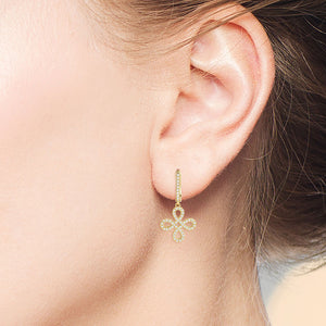 "Free to Flourish" 1.7CTW Pave 4 Petals Cut-Out Design Drop Earrings