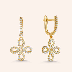 "Free to Flourish" 1.7CTW Pave 4 Petals Cut-Out Design Drop Earrings