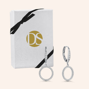 "Infinite Glitz" 1.0CTW Pave Open Circle Design Drop Earrings