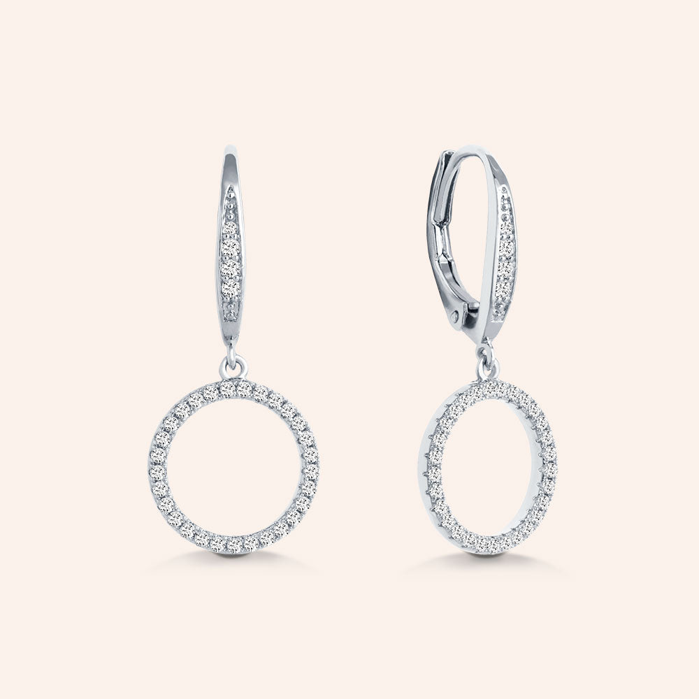 "Infinite Glitz" 1.0CTW Pave Open Circle Design Drop Earrings