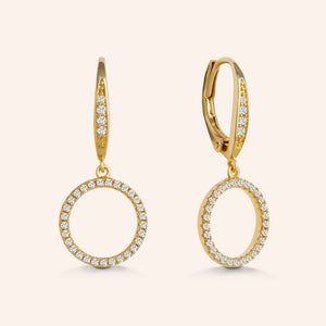 "Infinite Glitz" 1.0CTW Pave Open Circle Design Drop Earrings