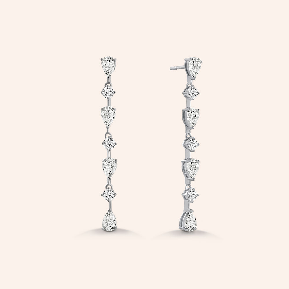 "Crowd Stunners" 4.6CTW Oval & Round Cut Linear Drop Earrings