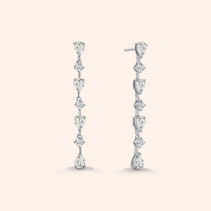 "Crowd Stunners" 4.6CTW Oval & Round Cut Linear Drop Earrings