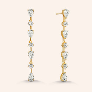 "Crowd Stunners" 4.6CTW Oval & Round Cut Linear Drop Earrings