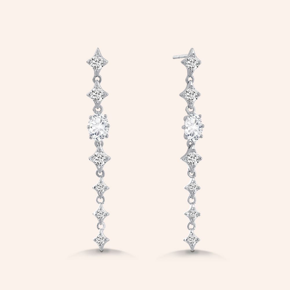 "Majestic Blush" 2.0CTW Pear & Round Cut Linear Drop Earrings