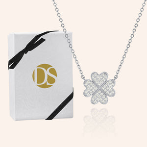 "Forever Mine" 1.0CTW Pave 4 Petals Clover  Pendant Necklace - Silver