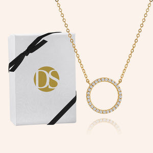 "Infinite Glitz" 1.0CTW Pave Open Circle Pendant Necklace - Gold