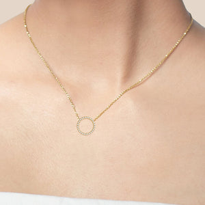 "Infinite Glitz" 1.0CTW Pave Open Circle Pendant Necklace - Gold