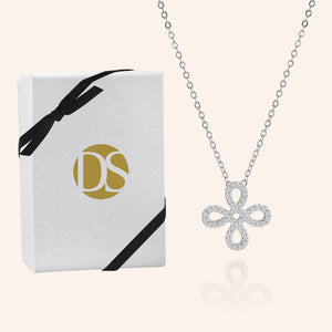 "Free to Flourish"  1.0CTW Pave 4 Petals Cut-Out Design Pendant Necklace - Silver