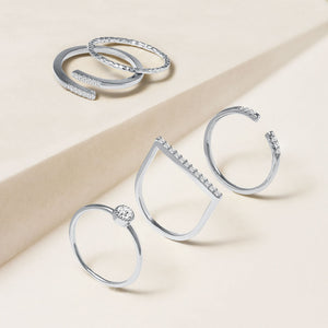 "Lucky Me" 1.0CTW Set of 5  Stackable Rings - Silver