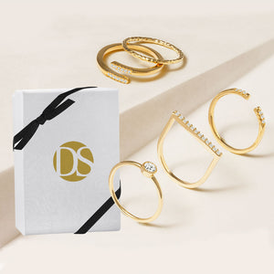 "Lucky Me" 1.0CTW Set of 5  Stackable Rings - Gold