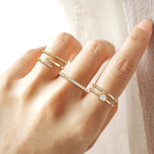 "Lucky Me" 1.0CTW Set of 5  Stackable Rings - Gold