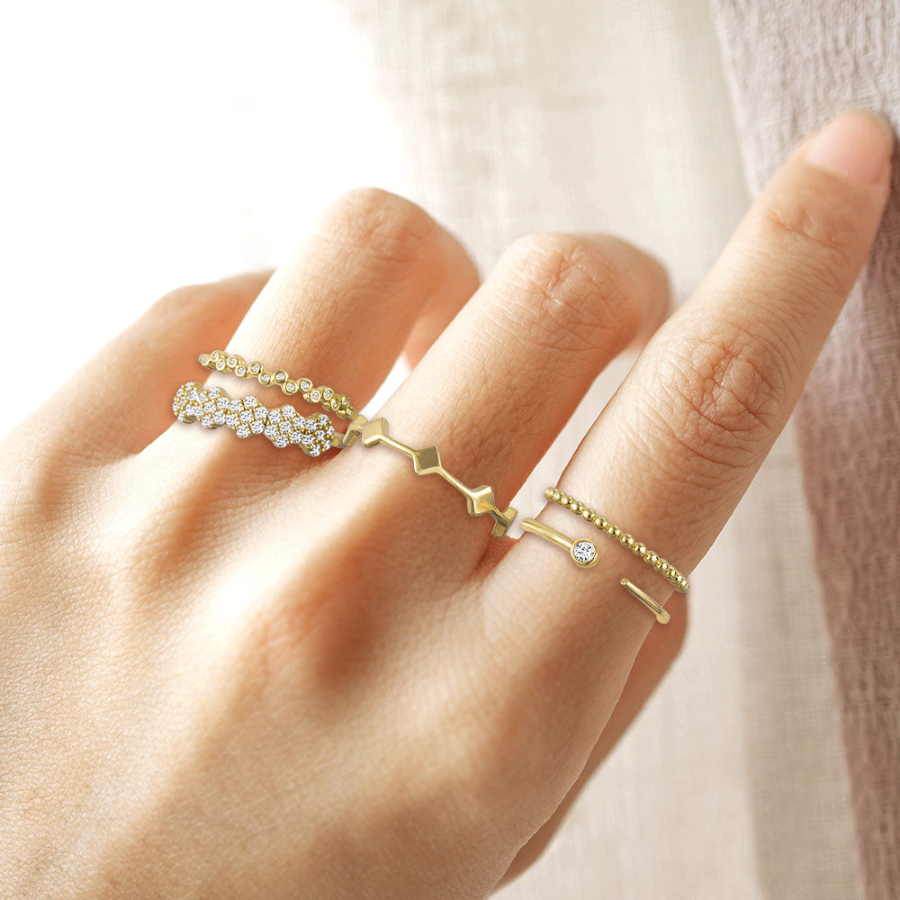 Suits me Perfectly 010CTW Set of 5 Stackable Rings - Gold - DSF Jewels