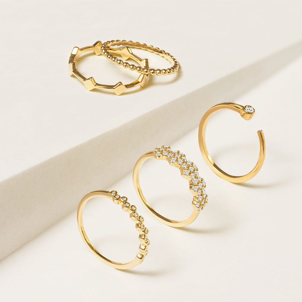 "Suits me Perfectly"  010CTW Set of 5  Stackable Rings - Gold